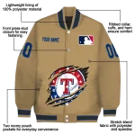 personalized texas rangers claw swipe beige varsity jacket best selling