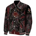 personalized texas state bobcats antlers motif maroon black varsity jacket best selling