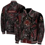 personalized texas state bobcats antlers motif maroon black varsity jacket best selling