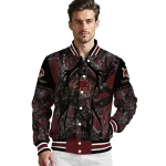 personalized texas state bobcats antlers motif maroon black varsity jacket best selling