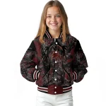 personalized texas state bobcats antlers motif maroon black varsity jacket best selling