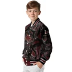 personalized texas state bobcats antlers motif maroon black varsity jacket best selling