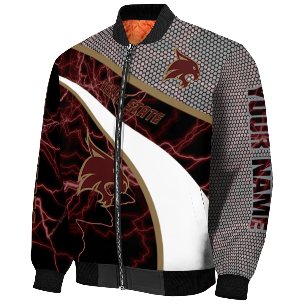 personalized texas state bobcats electric flash maroon bomber jacket fashion forward personalized texas state bobcats electric flash maroon bomber jacket fashion forward