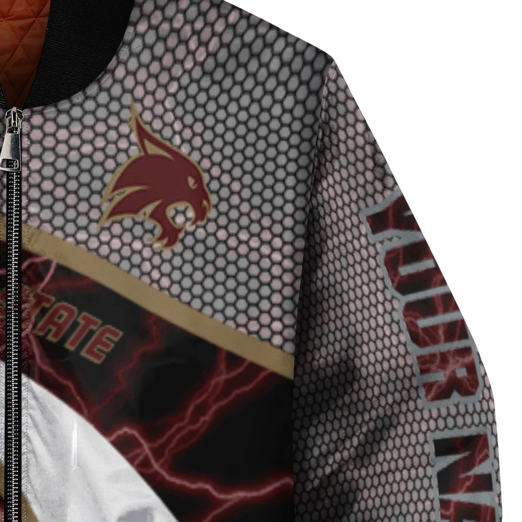 personalized texas state bobcats electric flash maroon bomber jacket premium grade personalized texas state bobcats electric flash maroon bomber jacket premium grade