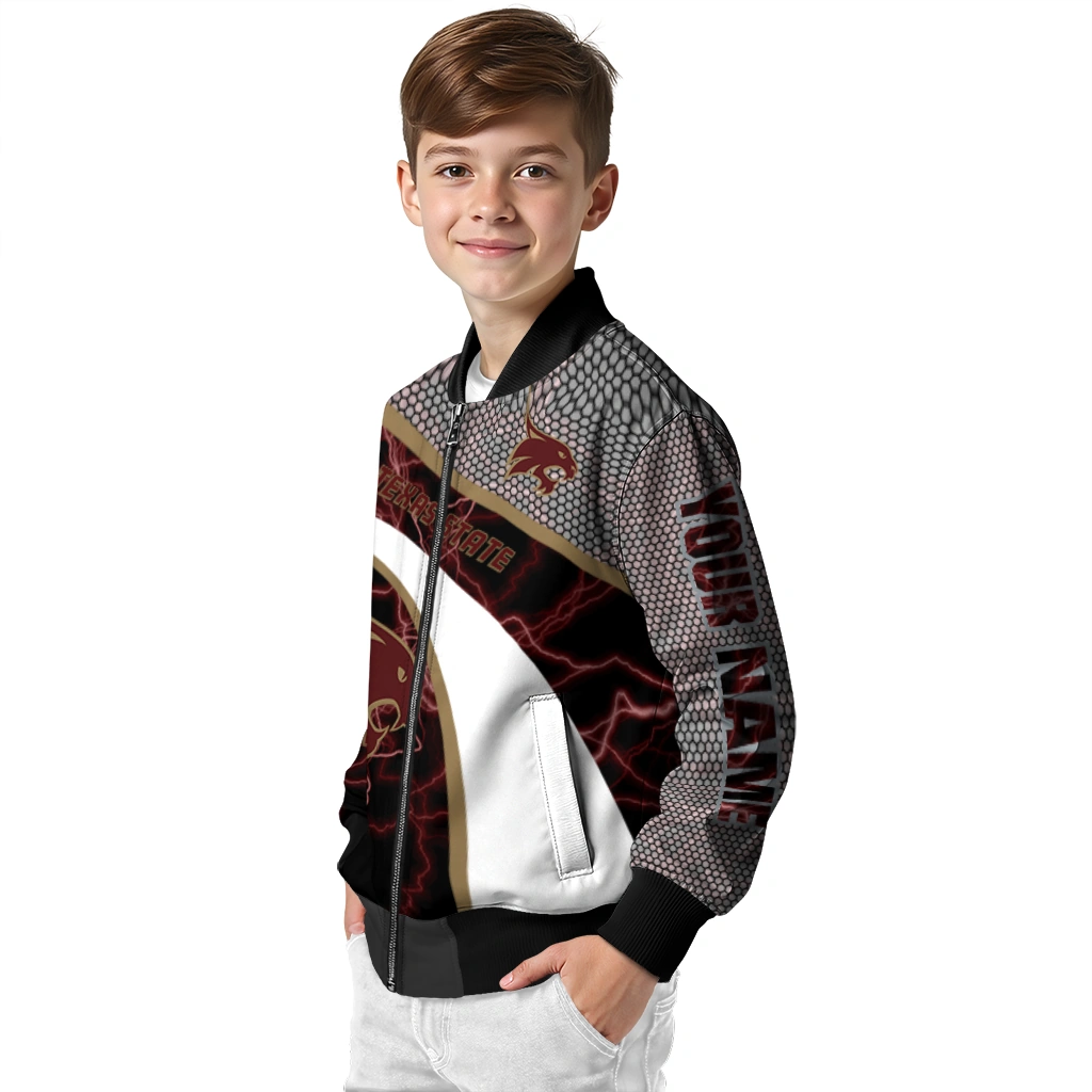 personalized texas state bobcats electric flash maroon bomber jacket trendy personalized texas state bobcats electric flash maroon bomber jacket trendy
