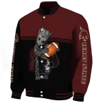 personalized texas state bobcats groot football maroon black varsity jacket best selling