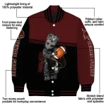 personalized texas state bobcats groot football maroon black varsity jacket best selling