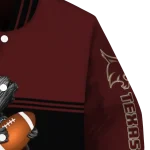 personalized texas state bobcats groot football maroon black varsity jacket best selling