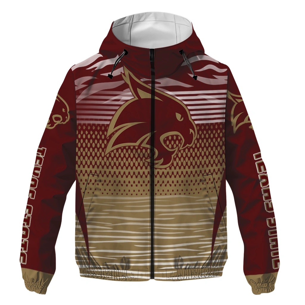 personalized texas state bobcats pattern layers maroon windbreaker jacket best selling personalized texas state bobcats pattern layers maroon windbreaker jacket best selling