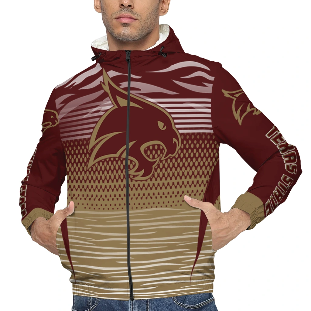 personalized texas state bobcats pattern layers maroon windbreaker jacket top rated personalized texas state bobcats pattern layers maroon windbreaker jacket top rated
