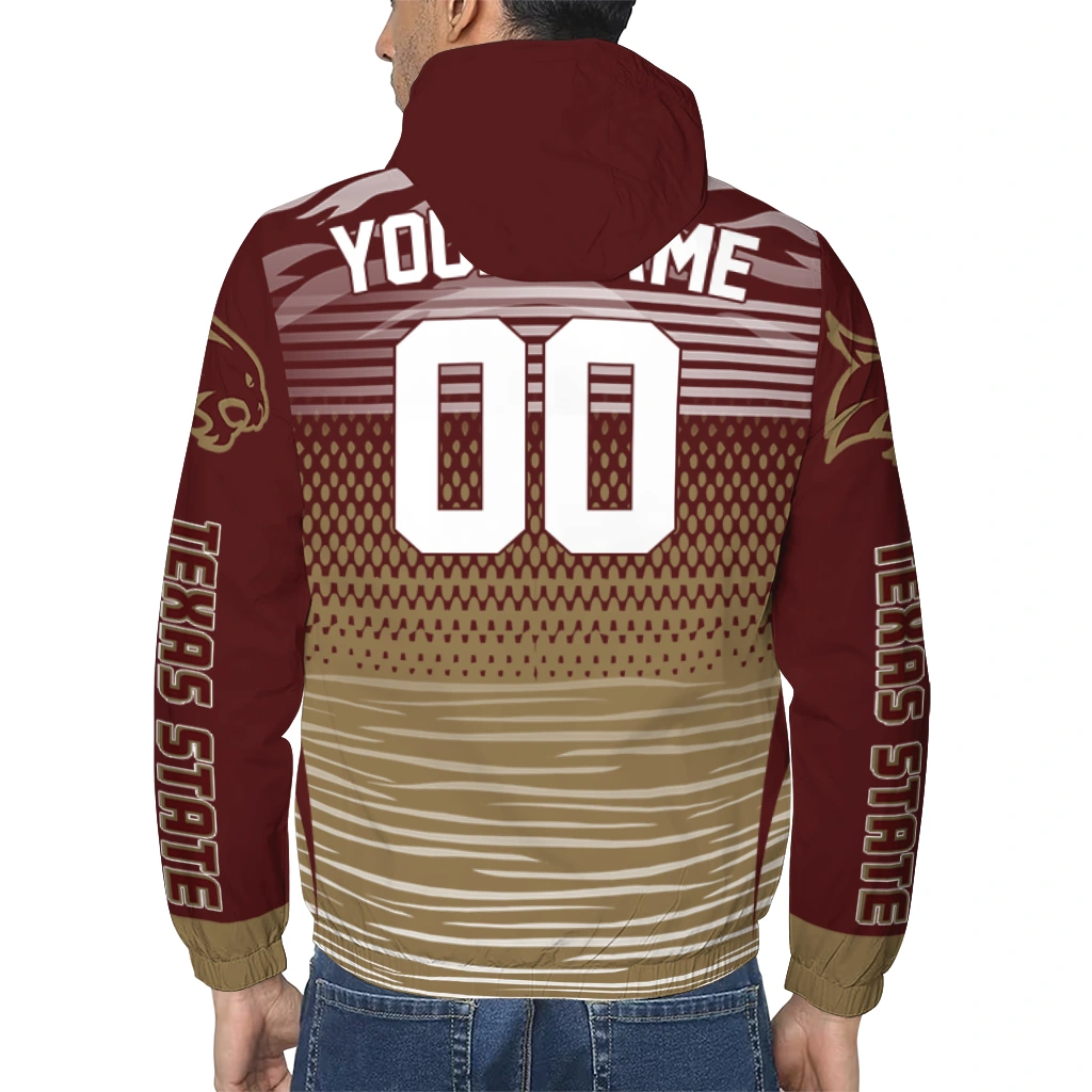 personalized texas state bobcats pattern layers maroon windbreaker jacket trendy personalized texas state bobcats pattern layers maroon windbreaker jacket trendy