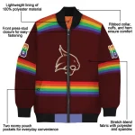 personalized texas state bobcats rainbow jersey number maroon bomber jacket best selling