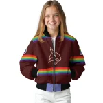 personalized texas state bobcats rainbow jersey number maroon bomber jacket best selling