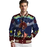 personalized texas state bobcats spongebob playtime maroon blue varsity jacket best selling