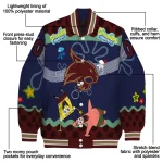 personalized texas state bobcats spongebob playtime maroon blue varsity jacket best selling