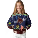personalized texas state bobcats spongebob playtime maroon blue varsity jacket best selling