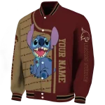 personalized texas state bobcats stitch laughing maroon varsity jacket best selling