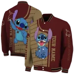 personalized texas state bobcats stitch laughing maroon varsity jacket best selling