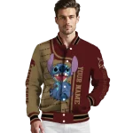 personalized texas state bobcats stitch laughing maroon varsity jacket best selling