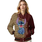 personalized texas state bobcats stitch laughing maroon varsity jacket best selling