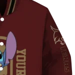 personalized texas state bobcats stitch laughing maroon varsity jacket best selling
