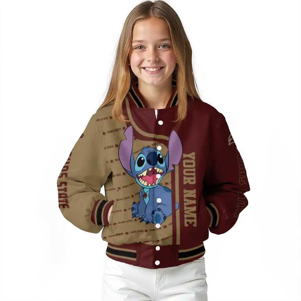 personalized texas state bobcats stitch laughing maroon varsity jacket top rated personalized texas state bobcats stitch laughing maroon varsity jacket top rated
