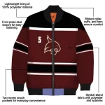 personalized texas state bobcats stripe statement maroon black bomber jacket best selling