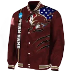 personalized texas state bobcats usa flag claws maroon varsity jacket best selling
