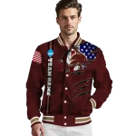 personalized texas state bobcats usa flag claws maroon varsity jacket best selling