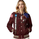 personalized texas state bobcats usa flag claws maroon varsity jacket best selling