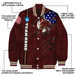 personalized texas state bobcats usa flag claws maroon varsity jacket best selling