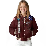 personalized texas state bobcats usa flag claws maroon varsity jacket best selling