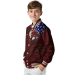 personalized texas state bobcats usa flag claws maroon varsity jacket best selling
