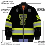 personalized texas tech red raiders heartbeat accent black green bomber jacket best selling