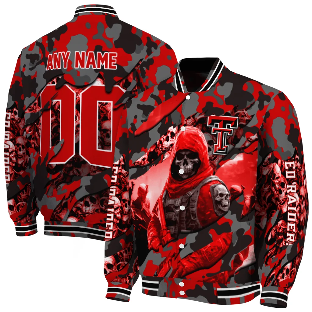 personalized texas tech red raiders skull horde red varsity jacket fashion forward personalized texas tech red raiders skull horde red varsity jacket fashion forward