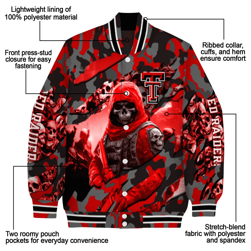 personalized texas tech red raiders skull horde red varsity jacket new arrival personalized texas tech red raiders skull horde red varsity jacket new arrival