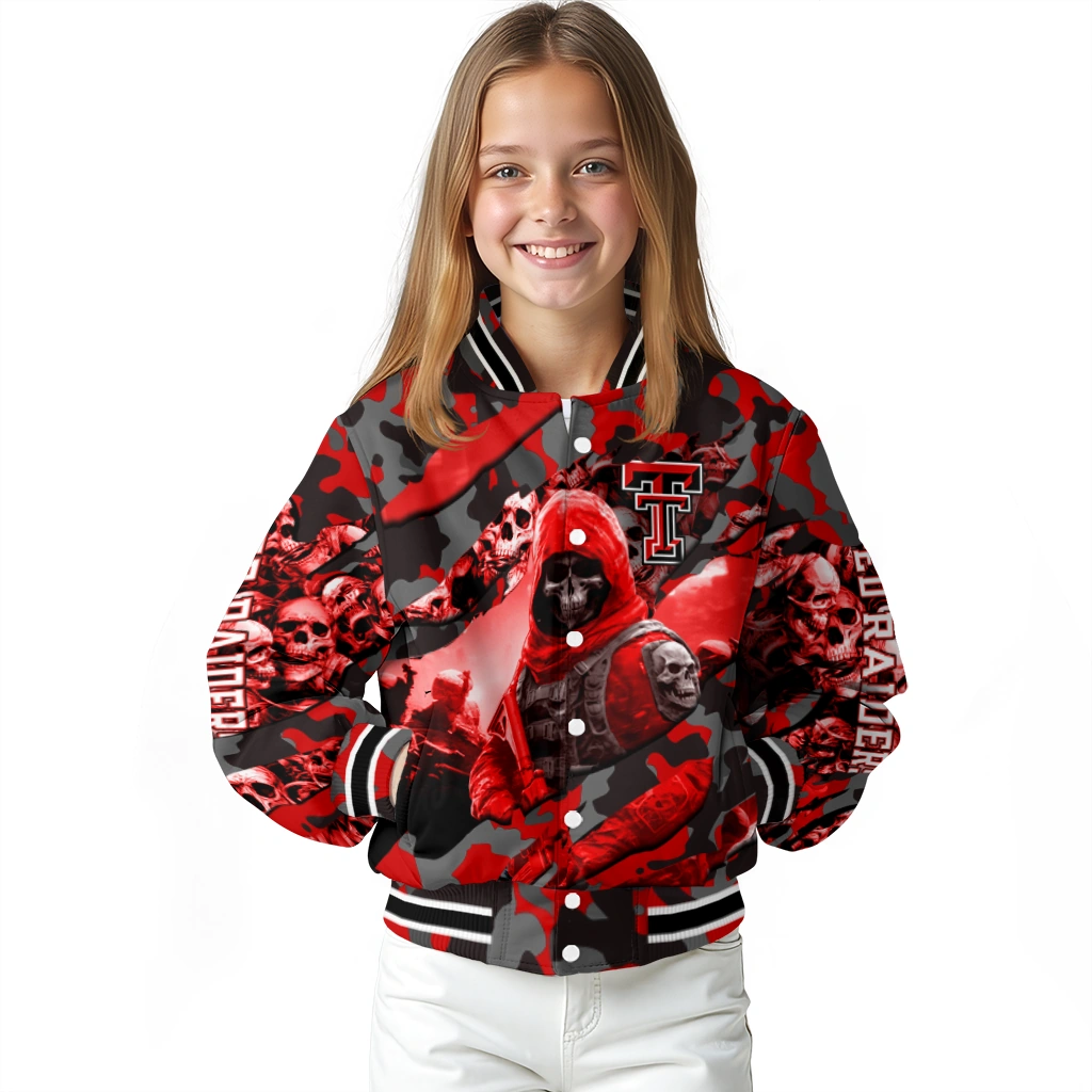 personalized texas tech red raiders skull horde red varsity jacket top rated personalized texas tech red raiders skull horde red varsity jacket top rated