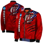 personalized texas tech red raiders usa flag claws red bomber jacket best selling