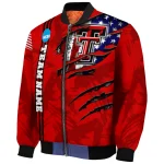 personalized texas tech red raiders usa flag claws red bomber jacket best selling