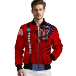 personalized texas tech red raiders usa flag claws red bomber jacket best selling