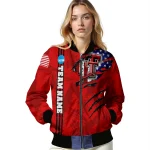 personalized texas tech red raiders usa flag claws red bomber jacket best selling