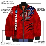 personalized texas tech red raiders usa flag claws red bomber jacket best selling