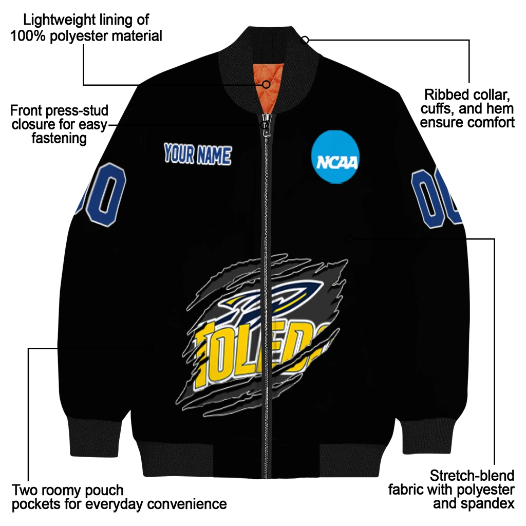 personalized toledo rockets claw shred black bomber jacket new arrival personalized toledo rockets claw shred black bomber jacket new arrival
