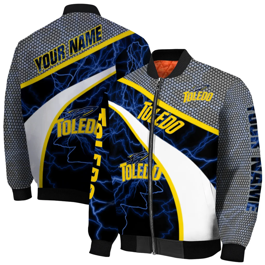 personalized toledo rockets electric flash blue bomber jacket best selling personalized toledo rockets electric flash blue bomber jacket best selling
