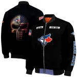 personalized toronto blue jays american flag skull black bomber jacket best selling