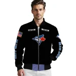 personalized toronto blue jays american flag skull black bomber jacket best selling