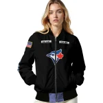 personalized toronto blue jays american flag skull black bomber jacket best selling