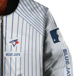 personalized toronto blue jays athlete pinstripes white bomber jacket best selling
