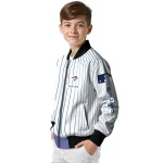 personalized toronto blue jays athlete pinstripes white bomber jacket best selling