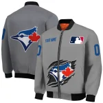 personalized toronto blue jays claw rend grey bomber jacket best selling